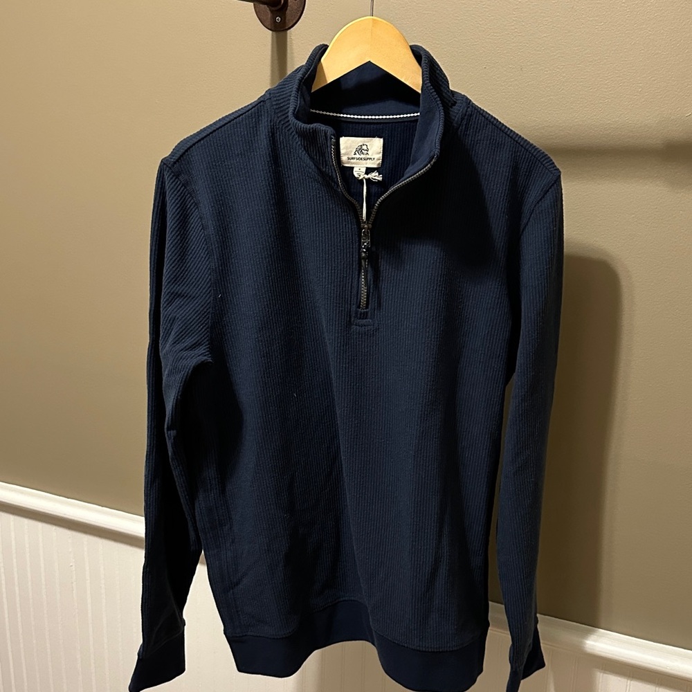 Surfside Supply Men's Dark Blue Zip-Up Sweater